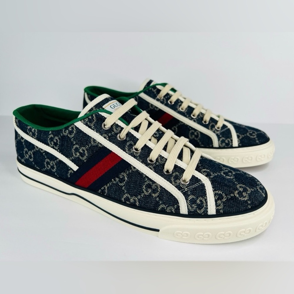 Gucci Tennis 1977 GG Supreme Denim Jacquard Logo Sneaker G 13 - US 13.5 - EU 47 - Picture 3 of 11